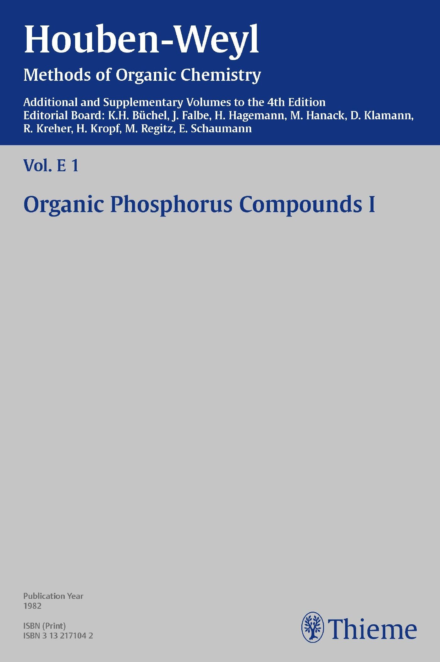 Houben-Weyl Methods of Organic Chemistry Vol. E 1, 4th Edition Supplement, 9783131811141