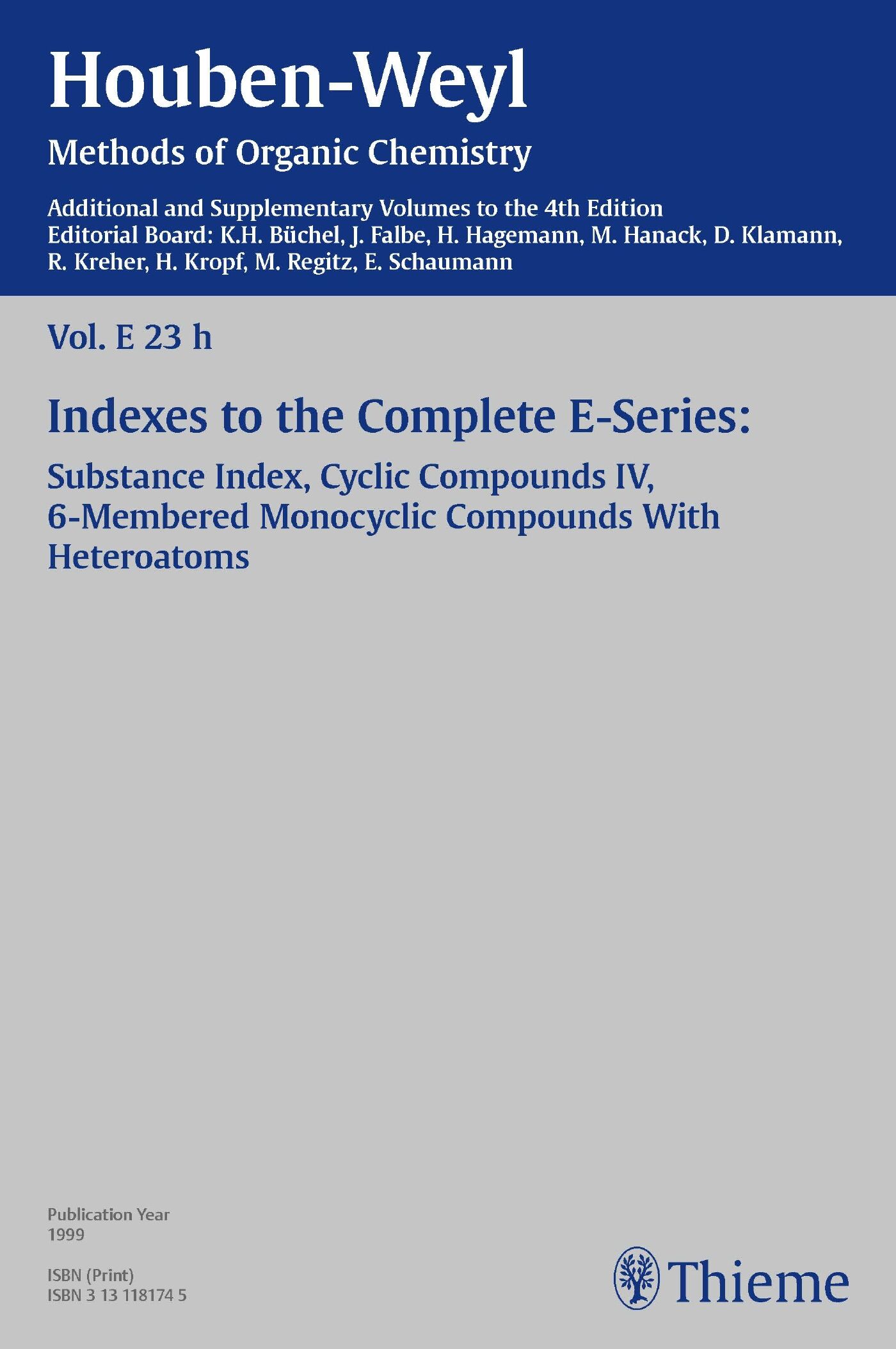 Houben-Weyl Methods of Organic Chemistry Vol. E 23h, 4th Edition Supplement, 9783131824547